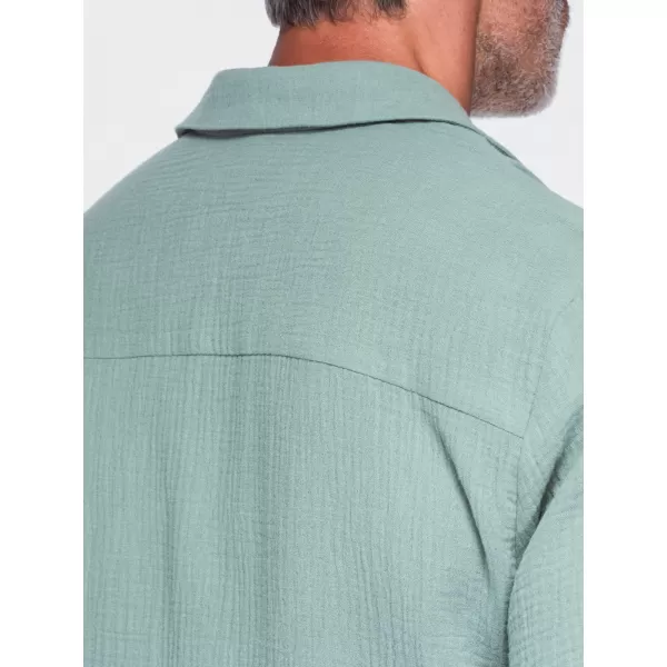  Moška srajca OMBRE OM-SHSS-0223 PASTELNO ZELENA 