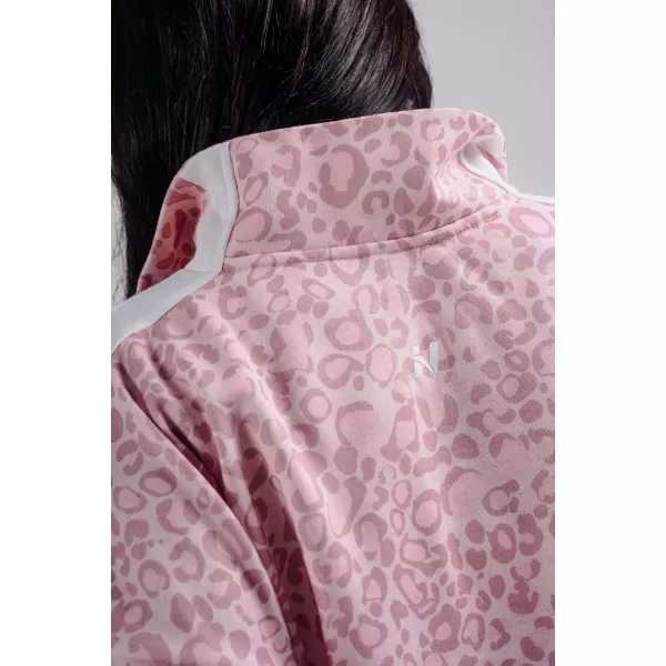  Pulover z zadrgo in leopardjim potiskom NEBBIA PRIMAL 866 ROZA LEOPARD 