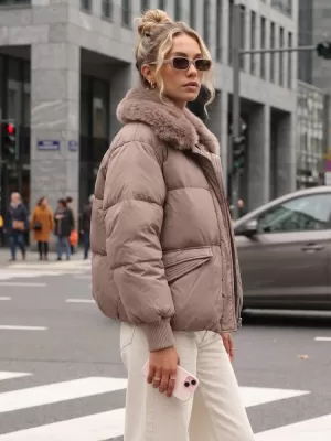 Ženska jakna DSTREET TY5820 RJAVA