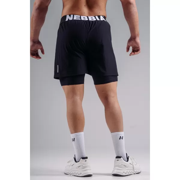  Dvoplastne kratke hlače za trening NEBBIA PRIMAL 878 ČRNA 