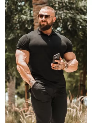 Moške majice s kratkimi rokavi NEBBIA MIKE MUSCLE FIT POLO 157 ČRNA