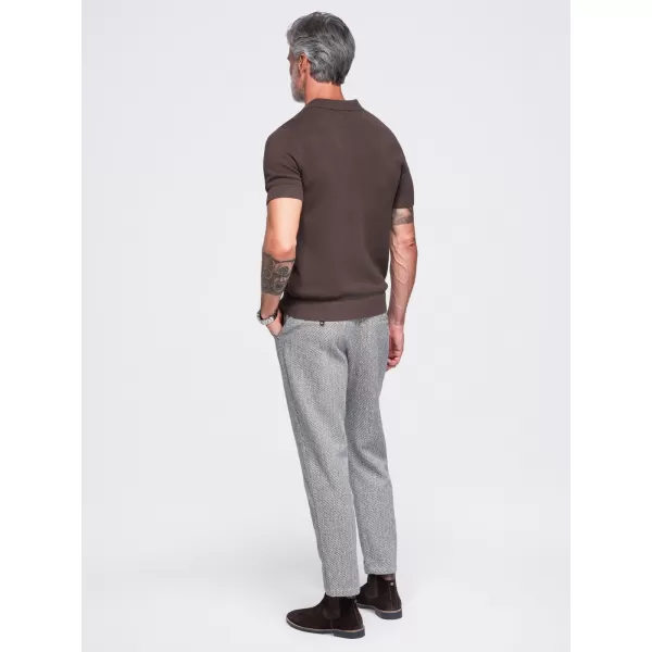  Moška polo majica OMBRE OM-POSS-0178 TEMNO RJAVA 