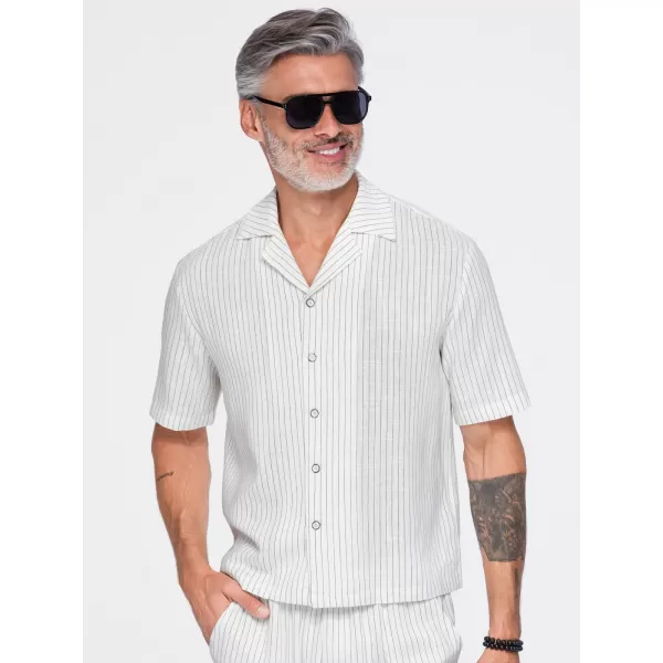 Moška srajca OMBRE OM-SHSS-0222 UMAZANO BELA 