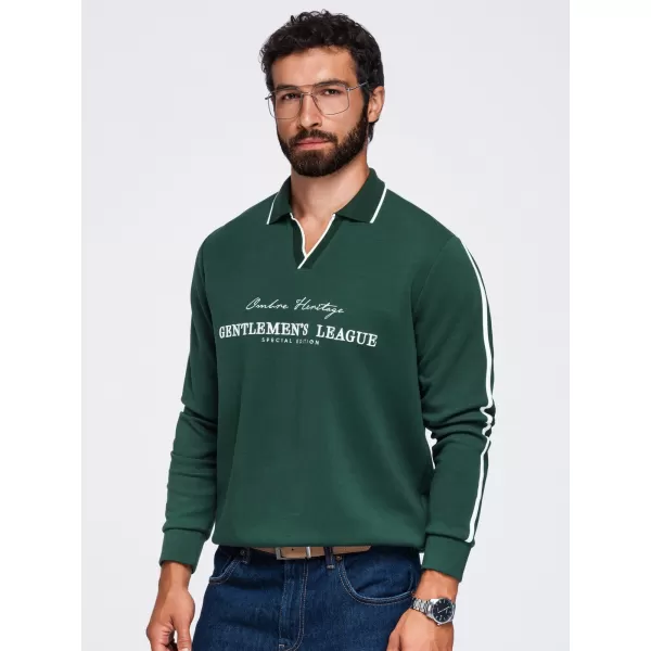  Moški pulover OMBRE OM-SSNZ-0268 TEMNO ZELENA 