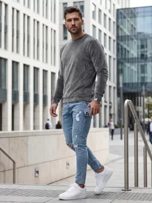 Moški pulover DSTREET BX5533 TEMNO SIVA