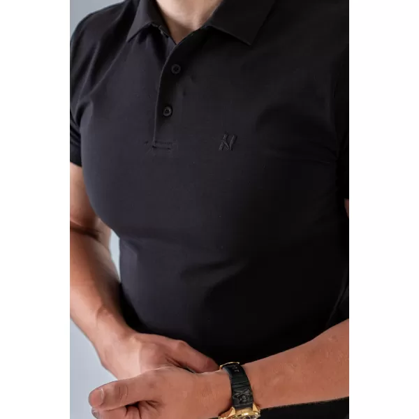  Moške majice s kratkimi rokavi NEBBIA MIKE MUSCLE FIT POLO 157 ČRNA 