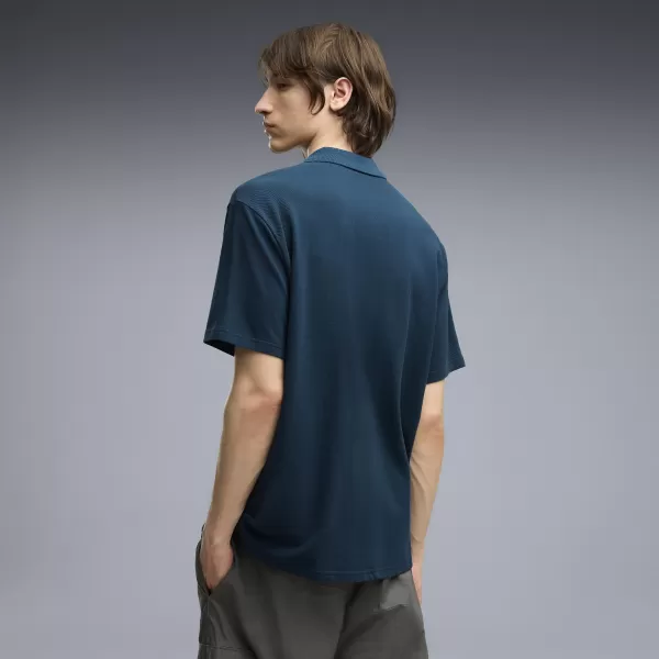  Moška majica s kratkimi rokavi z ovratnikom PUMA WARDROBE ESS PIQUE RELAXED POLO 62965736 POLNOČNI BENCIN 