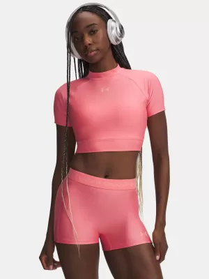 Ženska majica s kratkimi rokavi UNDER ARMOUR HEATGEAR CROP MOCK SS 6010006-600 ROZA