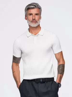 Moška polo majica OMBRE OM-POSS-0180 UMAZANO BELA