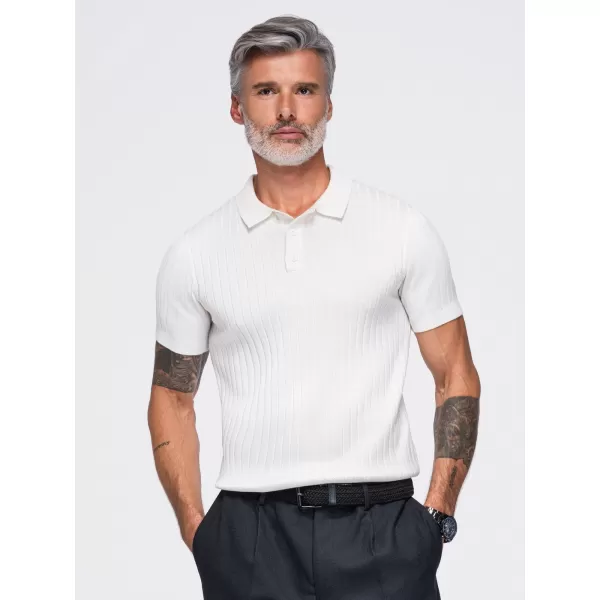  Moška polo majica OMBRE OM-POSS-0180 UMAZANO BELA 