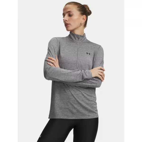  Ženska majica s kratkimi rokavi UNDER ARMOUR TECH 1/2 ZIP- TWIST 1384225-709 SIVI POUDARKI 