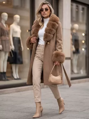 Ženski plašč DSTREET TY6075 KARAMELA