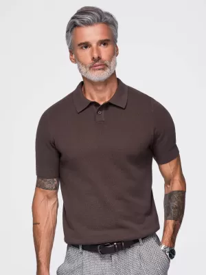 Moška polo majica OMBRE OM-POSS-0178 TEMNO RJAVA