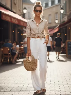 Ženske hlače DSTREET UY3078 BELA
