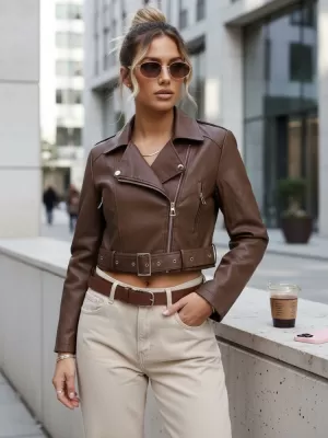 Ženska jakna DSTREET TY5672 RJAVA