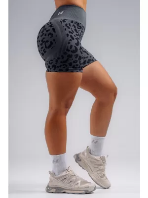 Kompresijske push-up kratke hlače z leopardjim potiskom NEBBIA PRIMAL 856 ČRNI LEOPARD