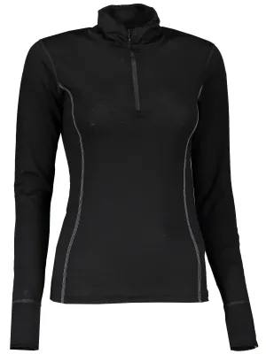 Žensko termo perilo SENSOR MERINO ACTIVE dl. rukáv zip ČRNA