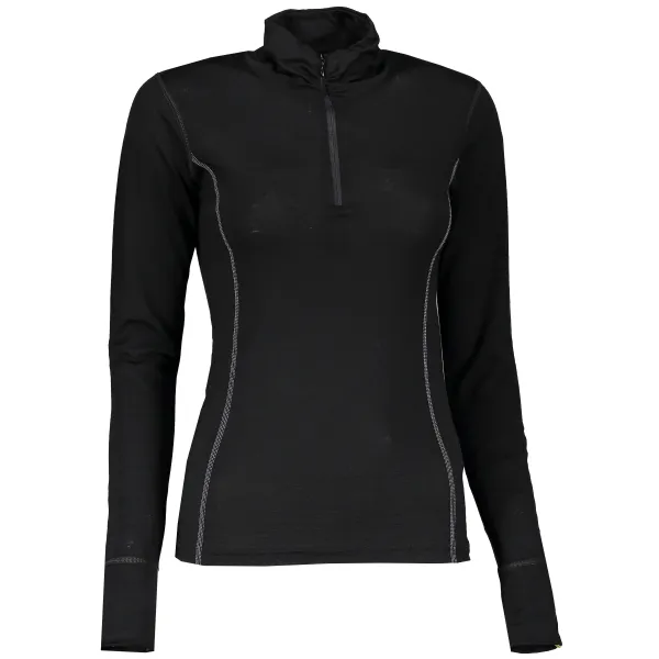  Žensko termo perilo SENSOR MERINO ACTIVE dl. rukáv zip ČRNA 