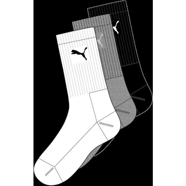  Športne nogavice PUMA SPORT 3-PACK 88035510 BELA/SIVA/ČRNA 