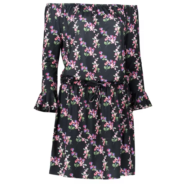  Ženska obleka z ruffles NUMOCO A198-3 ČRN 