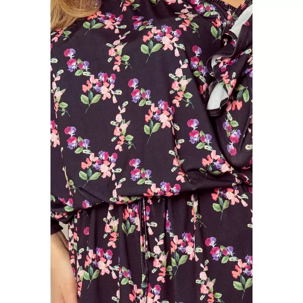  Ženska obleka z ruffles NUMOCO A198-3 ČRN 