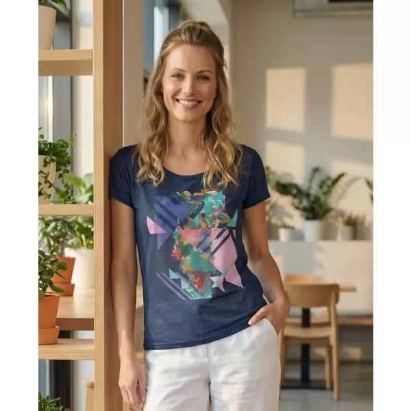  Ženska majica s kratkimi rokavi KIXMI INGRID TEMNO MODRA 