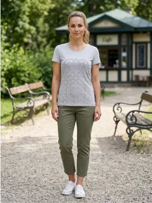Ženska majica s kratkimi rokavi SAM 73 LTSP531 SVETLO SIVA