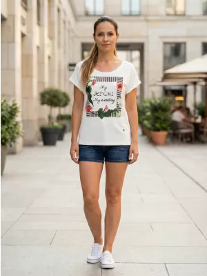 Ženska majica s kratkimi rokavi KIXMI JENNY BELA