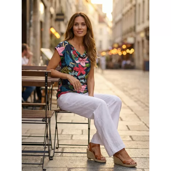  Ženska majica s kratkimi rokavi KIXMI JACINTA TEMNO MODRA 