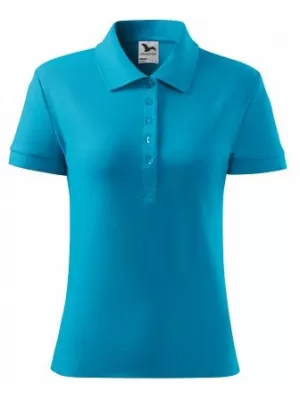 Ženska majica s kratkimi rokavi z ovratnikom MALFINI COTTON 213 TURKIZNA