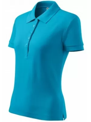 Ženska majica s kratkimi rokavi z ovratnikom MALFINI COTTON 213 TURKIZNA