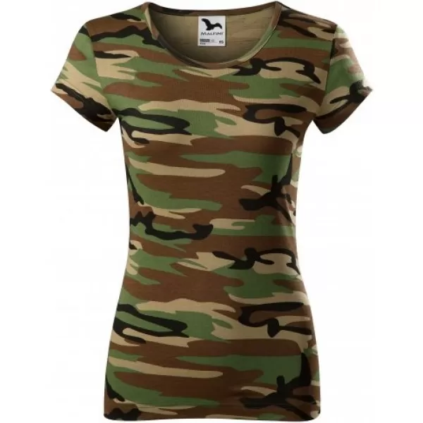  Ženska majica s kratkimi rokavi MALFINI CAMO PURE 122 KAMUFLAŽNO RJAVA 