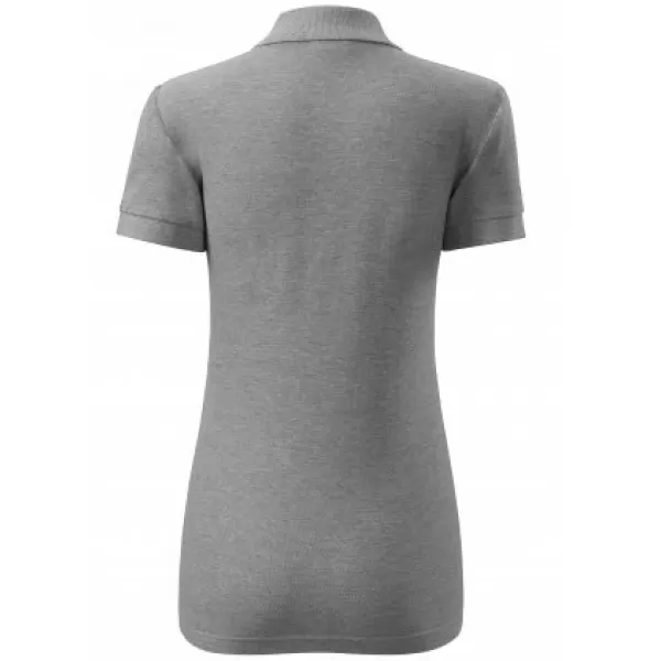  Ženska majica s kratkimi rokavi z ovratnikom MALFINI COTTON 213 TEMNO SIVI POUDARKI 