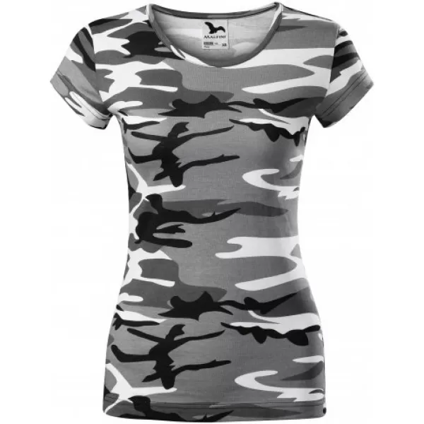  Ženska majica s kratkimi rokavi MALFINI CAMO PURE 122 KAMUFLAŽNO SIVA 