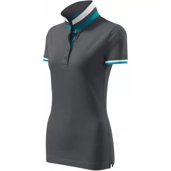  Ženska majica s kratkimi rokavi z ovratnikom MALFINI PREMIUM COLLAR UP 257 SVETLO ANTRACIT 