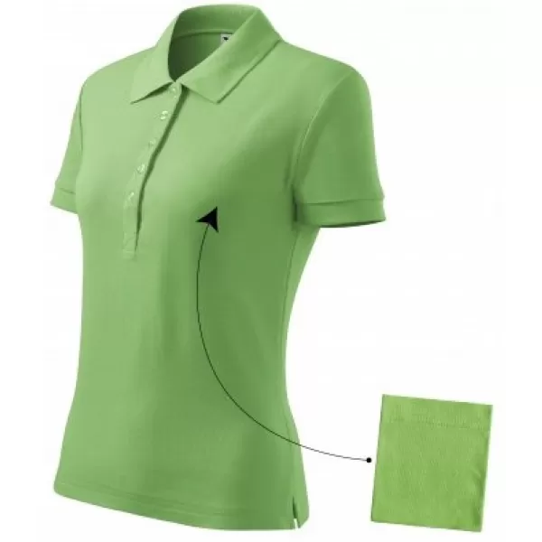  Ženska majica s kratkimi rokavi z ovratnikom MALFINI COTTON 213 TRAVNATO ZELENA 