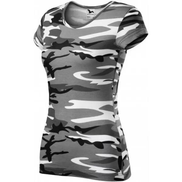  Ženska majica s kratkimi rokavi MALFINI CAMO PURE 122 KAMUFLAŽNO SIVA 
