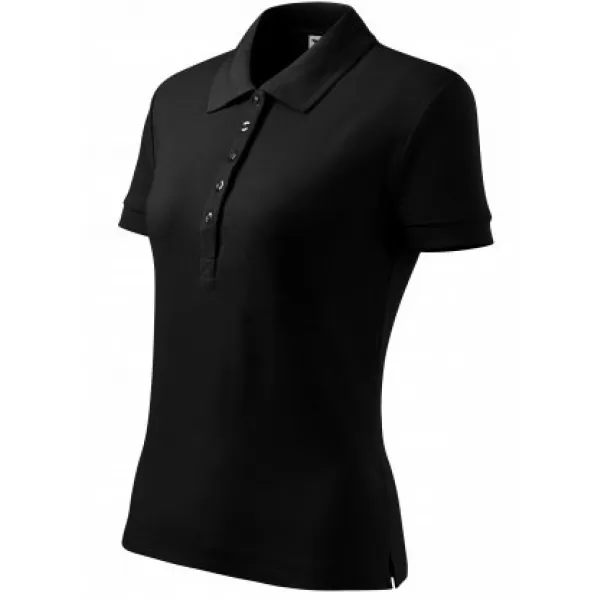  Ženska majica s kratkimi rokavi z ovratnikom MALFINI COTTON 213 ČRNA 