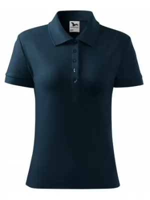 Ženska majica s kratkimi rokavi z ovratnikom MALFINI COTTON 213 MORNARSKO MODRA