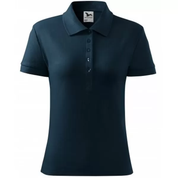  Ženska majica s kratkimi rokavi z ovratnikom MALFINI COTTON 213 MORNARSKO MODRA 