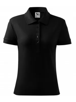 Ženska majica s kratkimi rokavi z ovratnikom MALFINI COTTON 213 ČRNA