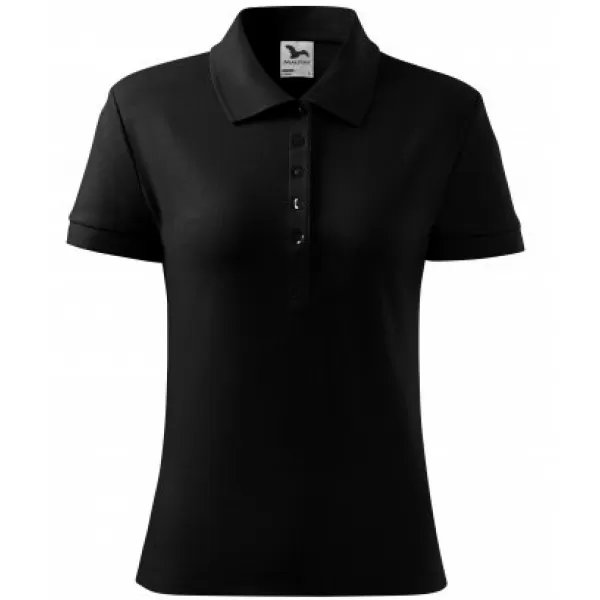  Ženska majica s kratkimi rokavi z ovratnikom MALFINI COTTON 213 ČRNA 