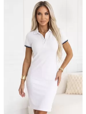 Ženska obleka z ovratnikom MALFINI PREMIUM DRESS UP 271 BELA