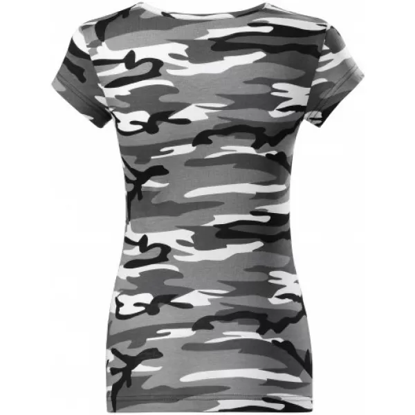  Ženska majica s kratkimi rokavi MALFINI CAMO PURE 122 KAMUFLAŽNO SIVA 