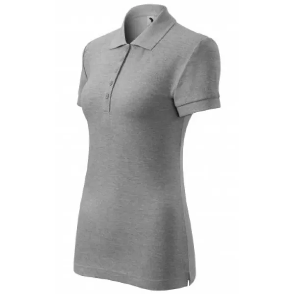  Ženska majica s kratkimi rokavi z ovratnikom MALFINI COTTON 213 TEMNO SIVI POUDARKI 