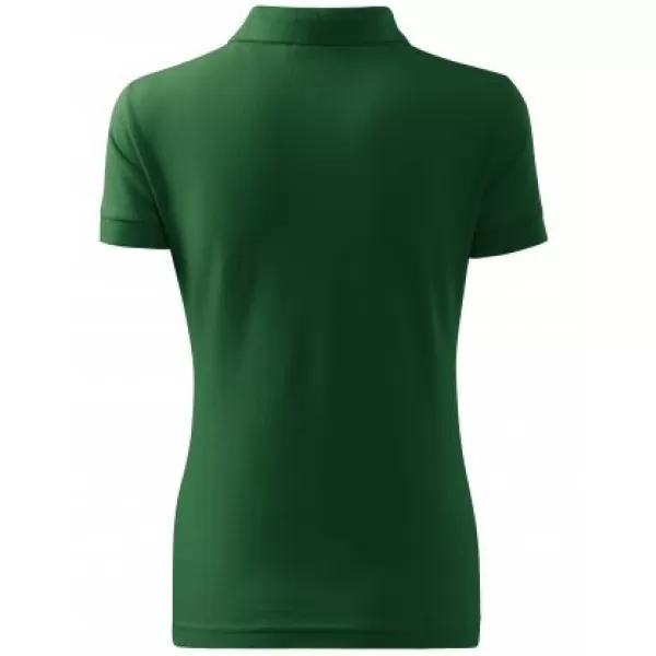  Ženska majica s kratkimi rokavi z ovratnikom MALFINI COTTON 213 STEKLENICA ZELENA 