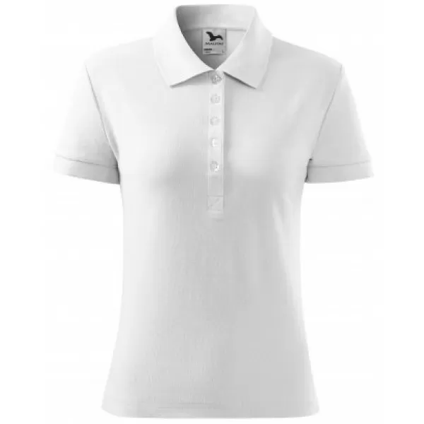  Ženska majica s kratkimi rokavi z ovratnikom MALFINI COTTON 213 BELA 