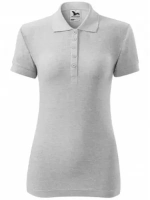 Ženska majica s kratkimi rokavi z ovratnikom MALFINI COTTON 213 SVETLO SIVI POUDARKI