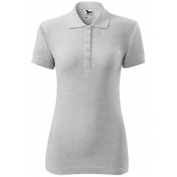  Ženska majica s kratkimi rokavi z ovratnikom MALFINI COTTON 213 SVETLO SIVI POUDARKI 