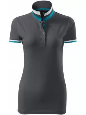 Ženska majica s kratkimi rokavi z ovratnikom MALFINI PREMIUM COLLAR UP 257 SVETLO ANTRACIT